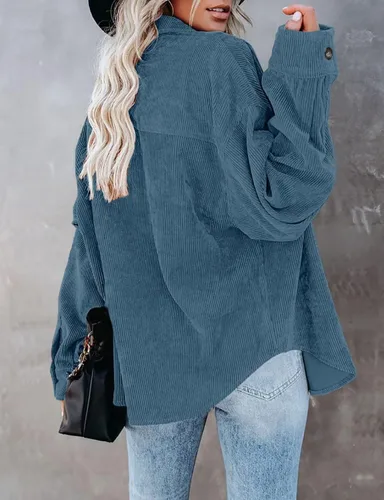 Vista 50 de ZOLUCKY Chaqueta de manga larga con botones para mujer, talla grande, blusas