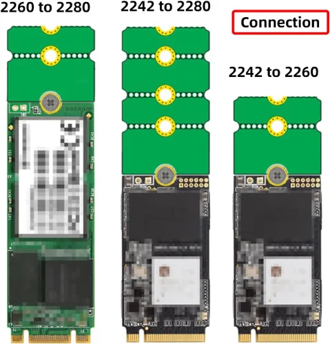 Vista 2 de chenyang Paquete de 2 tarjetas convertidoras M.2 2230 a 2242 a 2260 a 2280 NVME NGFF SSD Adaptador extendido