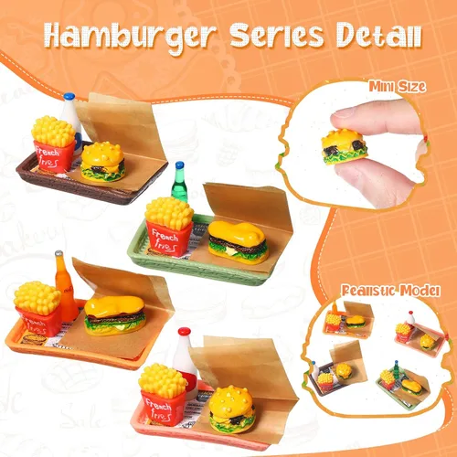 Vista 3 de Civaner Juego de 50 piezas de accesorios de comida rápida en miniatura para casa de muñecas, mini comida de Navidad, bebida mixta de resina, mini