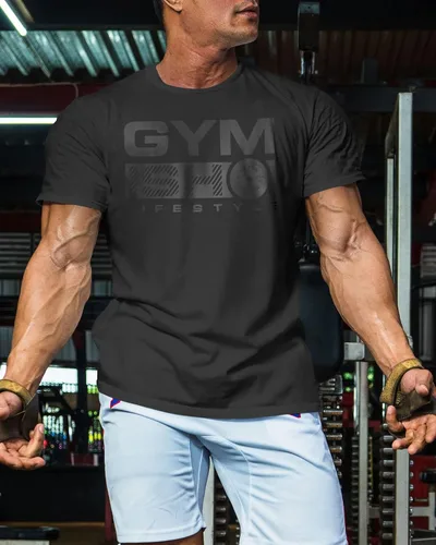 Vista 3 de Camisetas de entrenamiento para hombres, camiseta de gimnasia sin dolor y sin ganancia, divertida camiseta de levantamiento de gimnasio