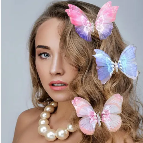 Vista 6 de 6 pinzas grandes de mariposa para el cabello para niñas y mujeres, grandes antideslizantes y fuertes pinzas de metal para el cabello, pinzas