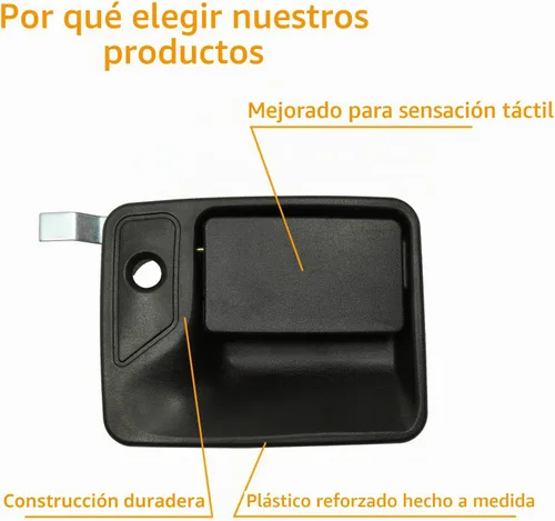 Vista 5 de Juego de manijas de puerta exterior (4 unidades), compatible con Ford F-250 Plástico negro