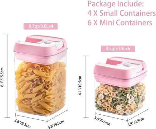 Vista 2 de U-QE Juego de recipientes herméticos para almacenamiento de alimentos, 10 recipientes de plástico transparente sin BPA con tapas de fácil bloqueo
