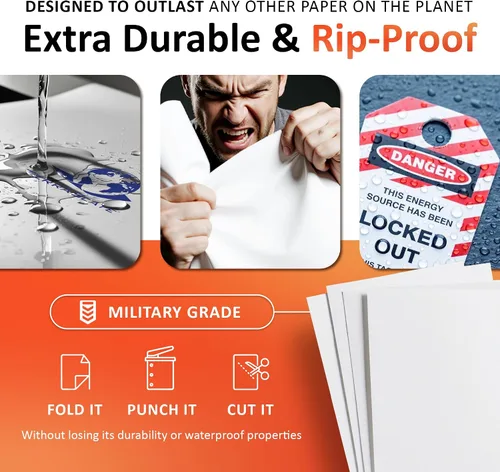 Vista 3 de TerraSlate Papel impermeable – 8 milésimas de pulgada de grosor 8.5 x 14 pulgadas, compatible con papel para impresora láser, papel blanco a prueba