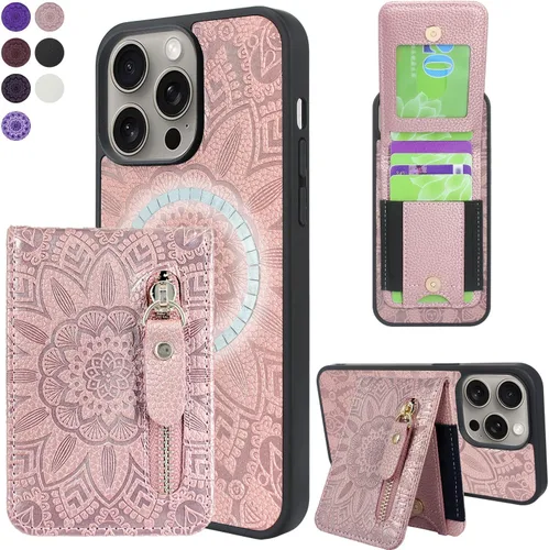 Vista 8 de Harryshell Funda magnética para iPhone 13 Pro Max compatible con carga inalámbrica MagSafe y MagSafe con bolsillo con cremallera para montaje