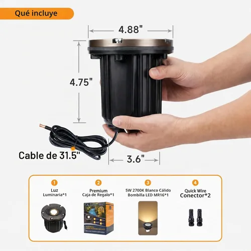 Vista 8 de Gardenreet - Luces de pozo de latón, 12 V de bajo voltaje con cable 2700 K