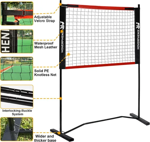 Vista 2 de Hoverphenix 10FT Mini Pickleball Net, 4FT Adjustable Height Dink Training Rebounder Net with Paddles Set of 2, Pickleballs and Carry Bag for Outdoor