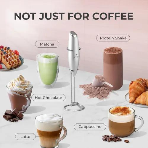Vista 404 de Zulay Milk Boss Espumador de leche potente manual, hace espuma para latte, batidor para mezclar bebidas, café, miniespumador para capuchino, frappé