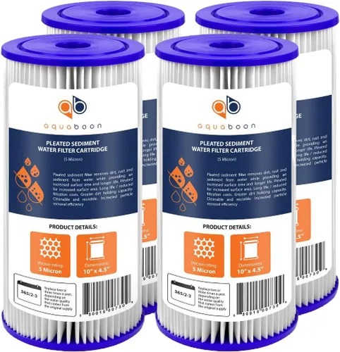 Vista 9 de Aquaboon Filtro de agua de sedimento plisado de 5 micrones, cartucho de 10 x 4.5 pulgadas, repuesto para filtro de agua para toda la casa, cartuchos