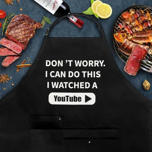 Vista 2 de Delantal de barbacoa para hombre con bolsillos, divertidos delantales de cocina para hombres, delantal de cocina impermeable para regalos de padre