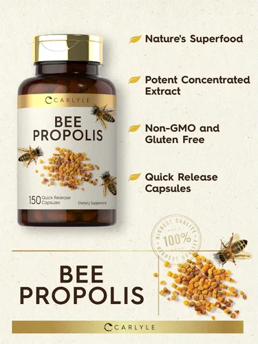 Vista 3 de Carlyle Bee Propolis Cápsulas 150 unidades Suplemento de extracto Sin OMG, sin gluten