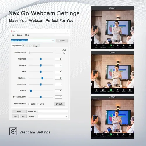 Vista 4 de Zoom Certified NexiGo N950P Pro 4K Cámara web con zoom con control remoto y software, sensor Sony Starvis, zoom digital 5X, cámara web