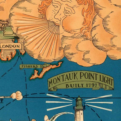 Vista 8 de Antiguos Maps Hermosa ilustración pictórica de Long Island, Nueva York alrededor de 1933 Queens, Nassau y Suffolk Póster impreso artístico