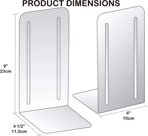 Vista 9 de Acrimet Sujetalibros para estantes, extremos de libros de metal de acero resistente, tapón antideslizante para libros, soporte para almacenamiento