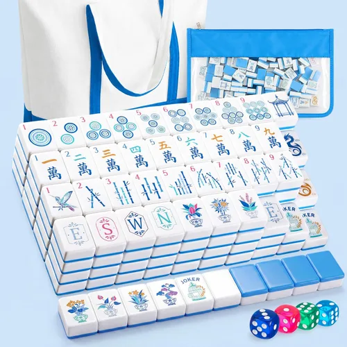 Vista 9 de Soulchen 1.2 '' Houseplant American Mahjong Set, 168 azulejos con bolsa de Verde