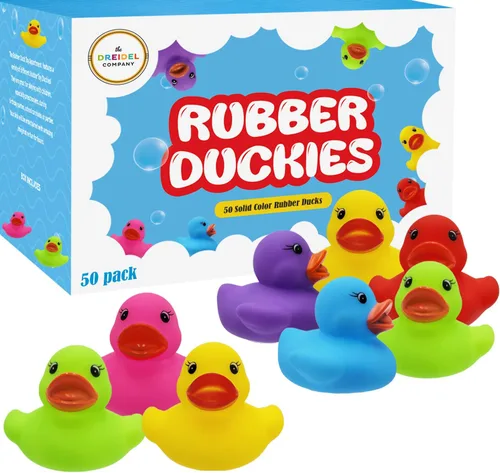 Vista 9 de Paquete de 12 patos clásicos de goma para niños, seis colores sólidos, regalos de cumpleaños de baño, baby showers, aula, verano, playa y actividad