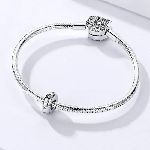 Vista 3 de Abalorio de plata de ley 925 con clip para pulsera Pandora, Plata esterlina, plata de ley