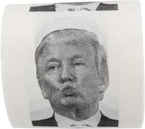 Vista 2 de Rollo de papel higiénico de Donald Trump, divertido regalo de broma de humor político, regalos para republicanos y demócratas