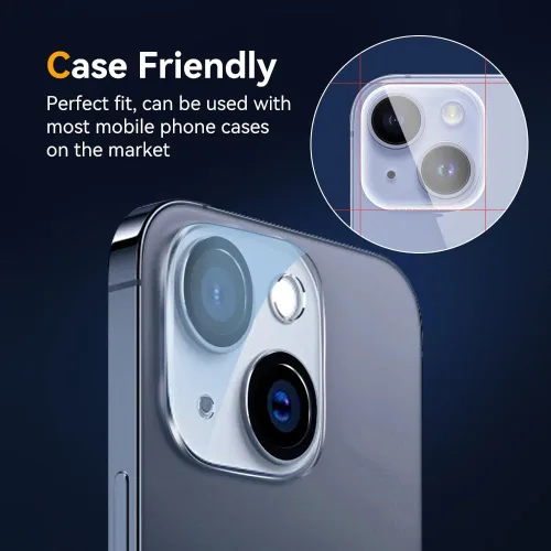 Vista 4 de Protector de lente de cámara para iPhone 13 de 6.1 pulgadas/iPhone 13 Mini de 5.4 pulgadas, vidrio templado 9H, Ultra HD, resistente a los arañazos