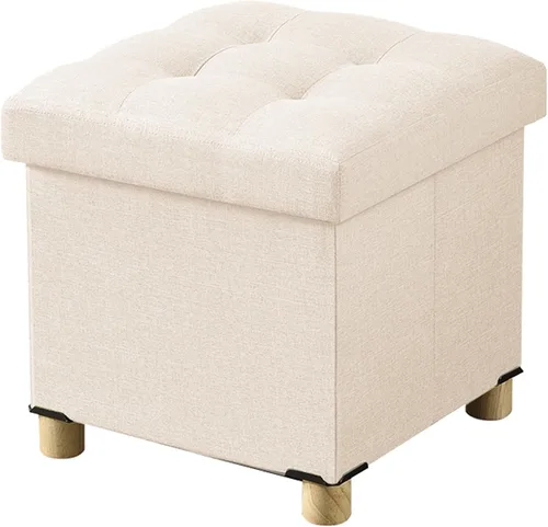 Vista 13 de BRIAN & DANY Ottoman with Storage, Small Storage Ottoman for Dorm, Linen Folding Ottoman Foot Stool with Legs for Living Room and Bedroom Gris