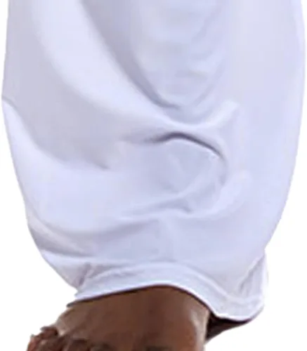 Vista 5 de Pantalones largos de yoga de seda de hielo para hombre, tiro bajo, elástico con cordón para dormir, ligeros, sueltos, modales, pantalones harén