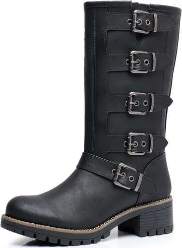 Vista 14 de GLOBALWIN - Botas de caña media para mujer, botas de motociclista para mujer, botas de equitación para mujer 21yy08 Gris desgastado metálico