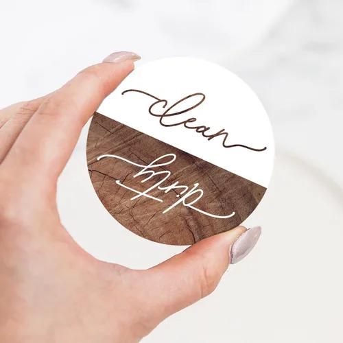 Vista 2 de ThreeKin - Imán limpio y sucio para lavavajillas, regalo de utensilios de cocina, fácil de leer, fuerte indicador magnético para decoración