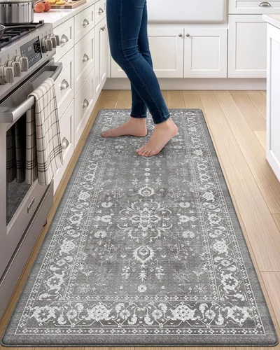 Vista 55 de DEXI Alfombrillas de cocina acolchadas antifatiga, 24 x 87 pulgadas, color Beige claro
