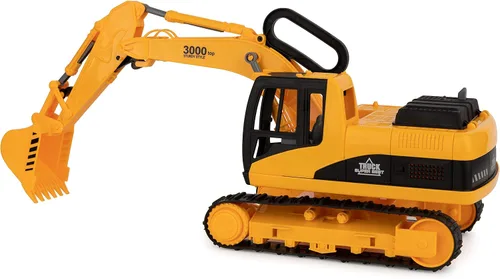 Vista 2 de Toy To Enjoy Juguetes de construcción – Excavadora y camión volquete de juguete para niños (juego de 2) – Garra movible y elevación trasera – Camión