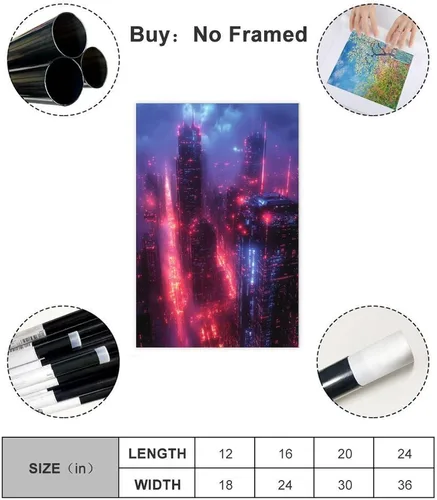 Vista 2 de Neon Cyberpunk Abstract Canvas – Futuristic Retro Tech Decor Poster Print for Teen Boys Room Wall Art Canvas Painting Print 24x36inch(60x90cm)