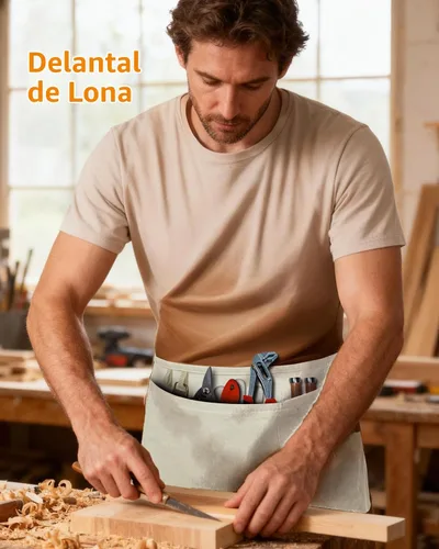 Vista 3 de Delantal de cintura de trabajo de lona con 3 bolsillos