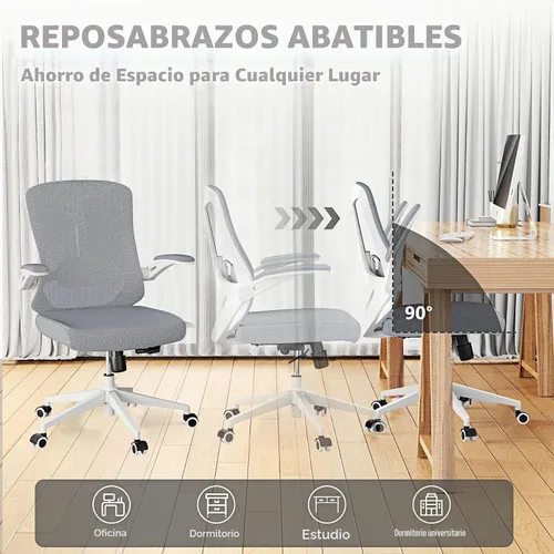 Vista 6 de Silla de oficina ergonómica, sillas de escritorio cómodas de 350 libras con soporte lumbar para espalda, sillas de computadora de malla con ruedas