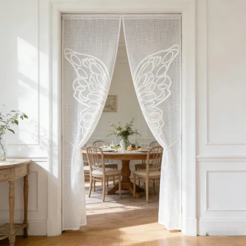 Vista 5 de Cortina blackout con diseño de ondas a rayas con ojales para ventana y puerta, cortinas térmicas para puertas, 1 panel