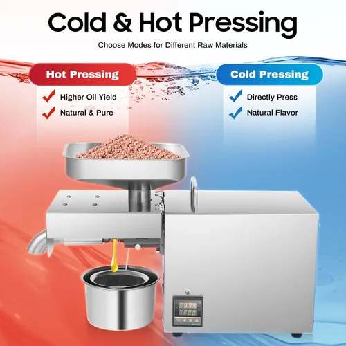 Vista 7 de Máquina de prensa de aceite de cocina, extractor de prensa de aceite automático eléctrico de 610 W, aceite orgánico frío/caliente