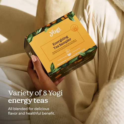 Vista 6 de Yogi Caja de muestra de energía de té orgánico (32 bolsas de té) – 8 tés negros y verdes energizantes – Contiene cafeína – Set de regalo y paquete