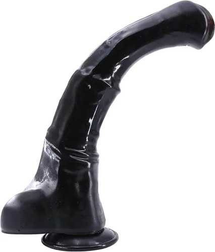 Vista 6 de Consoladro grueso de caballo, consolador animal negro enorme de 15 pulgadas, consolador anal largo con ventosa para parejas de hombres y mujeres