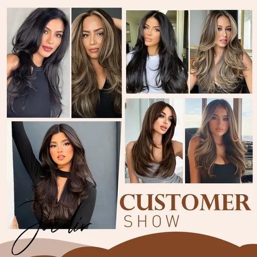 Vista 8 de Pelucas de encaje frontal de 13 x 4 pulgadas de largo, lacio, para mujeres negras, pelucas de encaje frontal con cabello de bebé, línea capilar