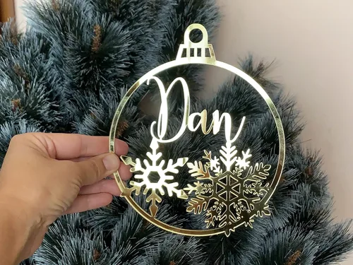 Vista 9 de Adorno de Navidad grande de 6 pulgadas, diseño de copos de nieve cortados con láser, adornos personalizados para bebés, regalos de Navidad