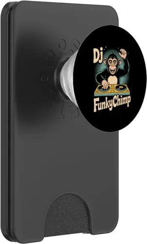 Vista 8 de DJ FunkyChimp Retro Monkey DJ Turntable Vibes PopSockets Adhesive PopGrip