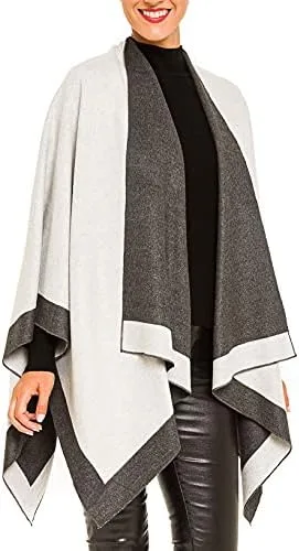 Vista 2 de MELIFLUOS DESIGNED IN SPAIN Women's Shawl Wrap Poncho Ruana Cape Cardigan Sweater Open Front for Fall Winter Spring