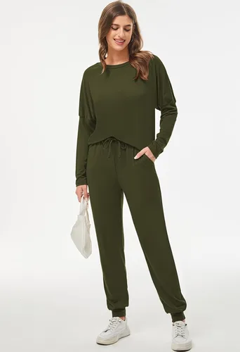 Vista 6 de Fixmatti - Conjunto deportivo de 2 piezas para mujer de estilo informal, pantalón largo