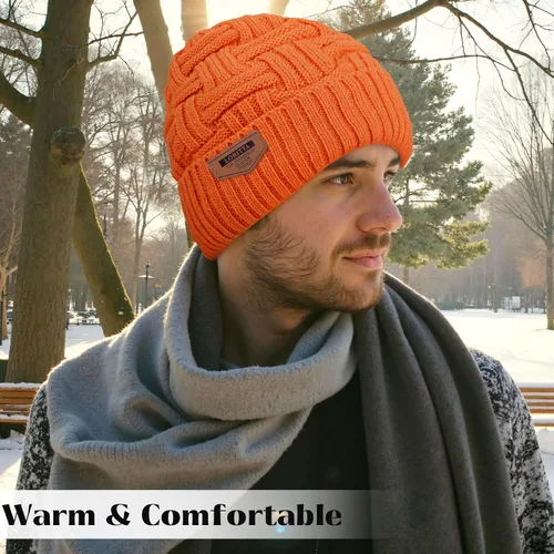 Vista 45 de Loritta Gorro de invierno cálido de punto grueso y holgado para hombre