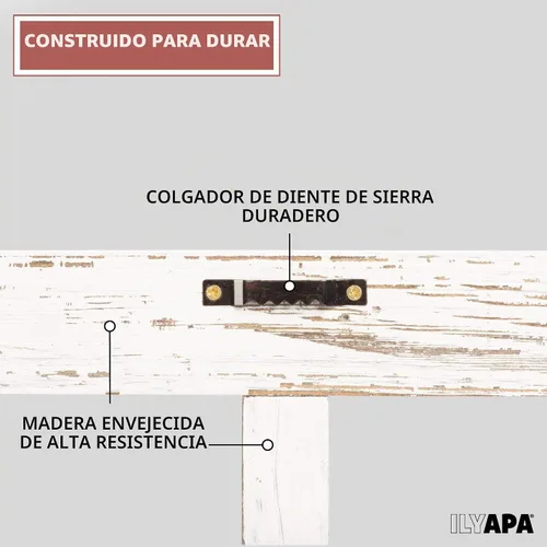 Vista 6 de Ilyapa Marco de ventana de madera rústica blanca para decoración de pared
