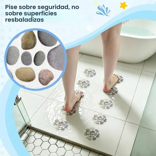 Vista 4 de Cabilock 8 calcomanías antideslizantes para bañera de 5.9 x 5.9 pulgadas, autoadhesivas antideslizantes para baño, calcomanías de seguridad