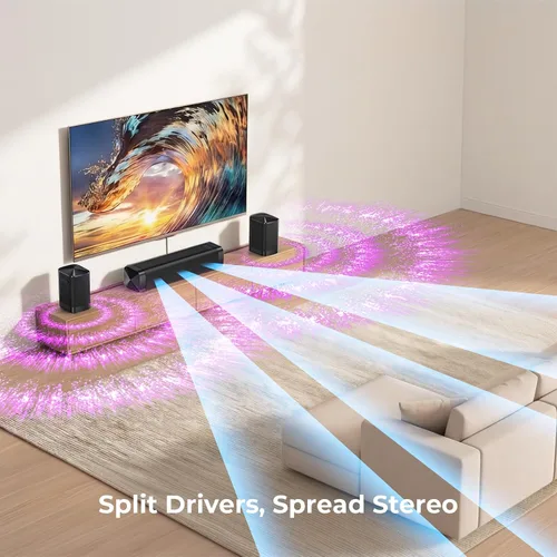 Vista 2 de Barra de sonido de 110 W para Smart TV, Dolby Digital Plus Barra de sonido para TV, Bluetooth 5.3, ARC Opt AUX Connect para cine en casa
