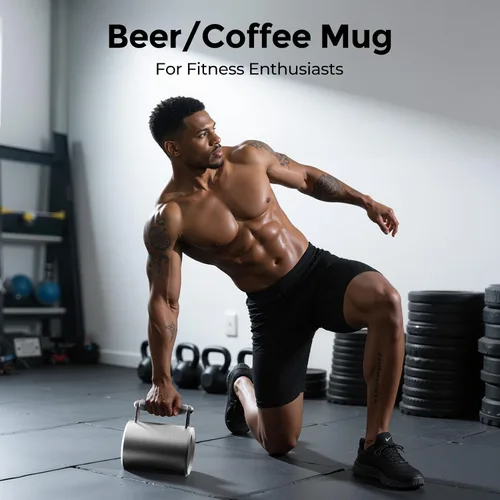 Vista 5 de WITO Taza de café de 22 libras, 13.5 fl oz, mancuerna de 22.0 lbs, taza de cerveza, con mancuernas con sobrepeso, taza de agua deportiva, gimnasio