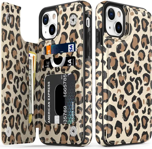 Vista 72 de LETO para iPhone 15 Pro Funda tipo cartera - Tapa tipo folio con patada - Diseños de moda - Tarjetero - Funda protectora para mujeres y niñas - 6.1