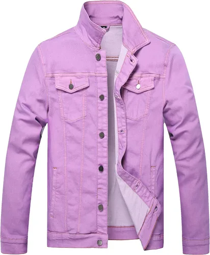 Vista 16 de LAMKUKU Chaqueta de mezclilla para hombre rasgada ajustada, abrigo de chaqueta vaquera para hombres