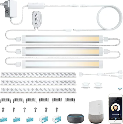 Vista 3 de Luces Inteligentes para Debajo del Gabinete que Funcionan con Alexa, Google, Siri, Luz LED para Iluminación de Mostrador de Estante de Cocina