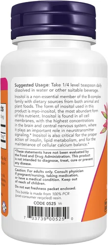 Vista 3 de Suplementos NOW, polvo de inositol, salud celular*, 2 onzas